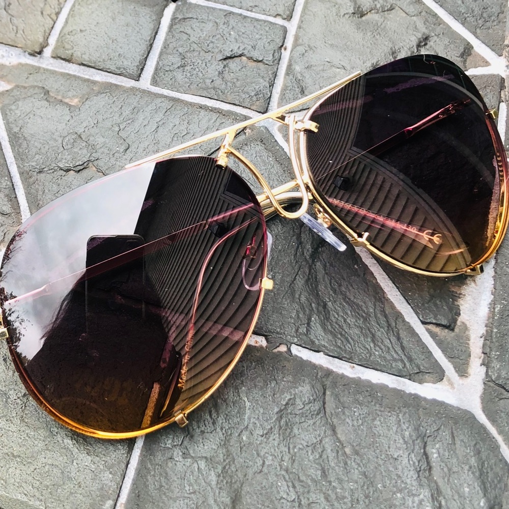 Gold Frame Smoked Aviator Sunglasses